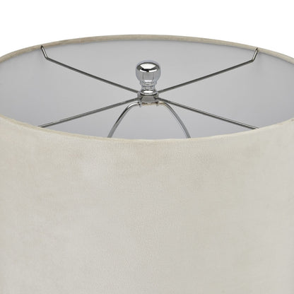 Metallic Glass & Silver Table Lamp with Cream Velvet Shade