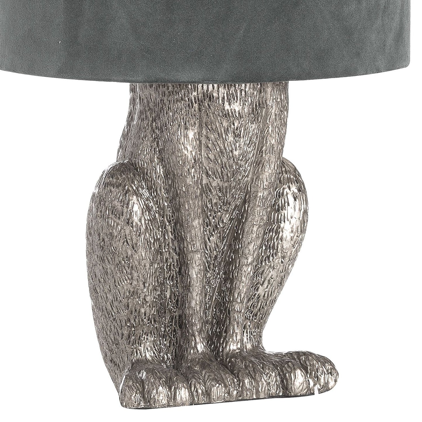 Harriet Hare Silver Table Lamp with Grey Velvet Shade