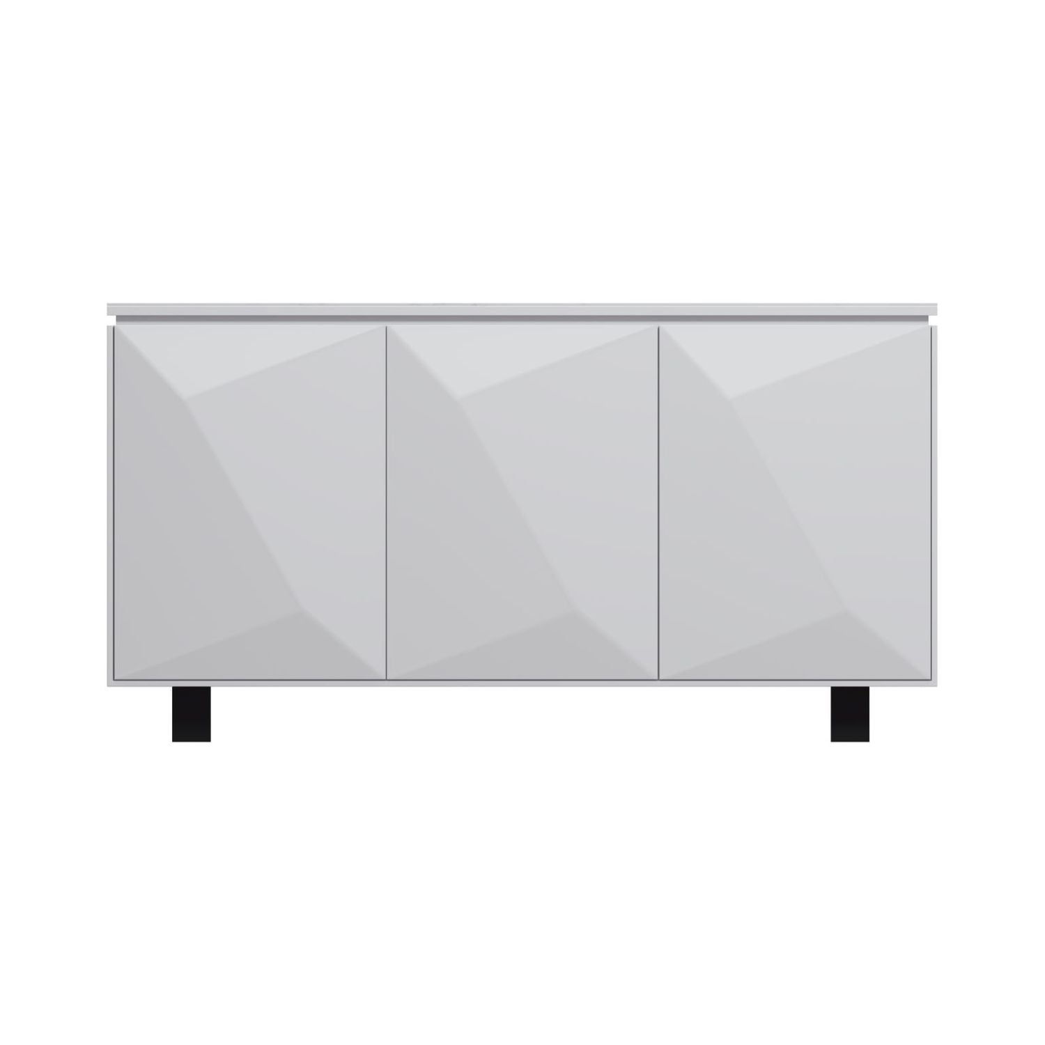 Grey gloss sideboard with LED lighting and marbled glass top