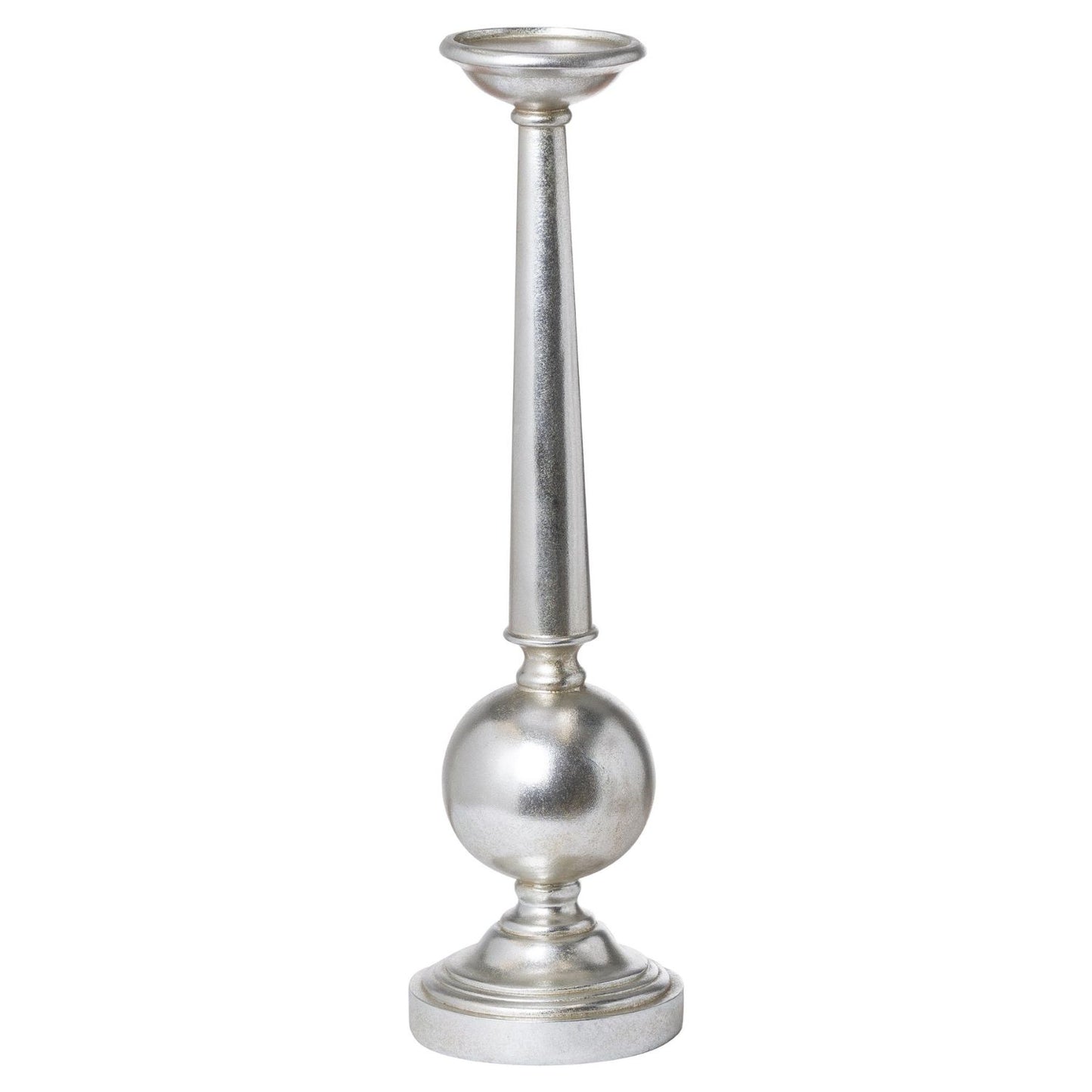 Tall silver coloured candle column